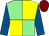 Light green and yellow (quartered), royal blue sleeves, maroon cap (Mr P Taylor)