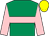 Emerald green, pink hoop & sleeves, yellow cap (P M Hurley)