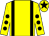 Yellow, black braces, yellow sleeves, black spots, yellow cap, black star (Mr C E Weare)