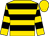 Gold, black hoops, gold cap (Mr P J Bailey)