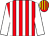 Red & white stripes, white sleeves, red & yellow striped cap (T Goodwin)