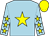 Light blue, yellow star, light blue sleeves, yellow stars, yellow cap (Mr Michael McDonnell)