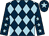 Dark blue and light blue diamonds, dark blue sleeves, light blue stars, dark blue cap, light blue star (The Blue Harlequin Racing Club)