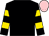 Black, gold hooped sleeves, pink cap (Mr A J Whitehead)