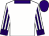 White, purple collar, cuffs and cap, striped sleeves (G & P Baillie, Habton Farms)