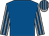 Royal blue, grey and royal blue striped sleeves and cap (Mrs A E Baker)