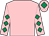 Pink, emerald green diamonds on sleeves, pink cap, emerald green diamond (David & Stanley Adams)