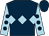 Dark blue, light blue triple diamond, light blue sleeves, dark blue spots (Mrs M A Boden)