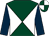 Dark green and white diabolo, dark blue sleeves, dark green and white quartered cap (Huntbelle Stables)
