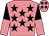 Shocking pink, black stars, black and shocking pink halved sleeves, shocking pink cap, black stars (Mr L Prinsloo)