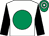 White, emerald green disc, black sleeves, emerald green and white hooped cap (The Hoof Partnership)