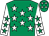 Emerald green, white stars, white sleeves, emerald green stars (Mr G L Porter)