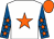 White, orange star, royal blue sleeves, orange stars and cap (Go Orange Stars)