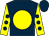 Dark blue, yellow disc, yellow sleeves, dark blue spots (The Optimists)