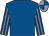 Royal blue, grey striped sleeves, quartered cap (Miss Mary Tucker)