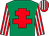 Emerald green, red cross of lorraine, red and white striped sleeves and cap (Dragon Racing)