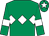 Emerald green, white triple diamond, armlets and star on cap (Luxham Racing)