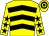 Yellow, black chevrons, yellow sleeves, black stars, hooped cap (Lord Ilsley Racing (steele Syndicate))