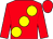 Red, large yellow spots (Mr A Slack)