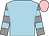 Light blue, grey and light blue hooped sleeves, pink cap (Michael H Sly Dr T Davies Mrs Pam Sl)