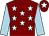 Maroon, white stars, light blue sleeves, maroon cap, white star (Gary, Dave & Sportsdays Limited)