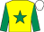 Yellow, emerald green star & sleeves, white cap (Mrs A Hughes)