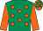 Emerald green, orange spots, orange sleeves, check cap (Exors of the late A T Battersby & S Delaney)