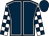 Dark blue, white seams, white and dark blue check sleeves, dark blue cap (Mr Bart Ryan-Beswick)