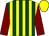 Dark green and yellow stripes, maroon sleeves, yellow cap (Abs Partnership)