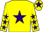 Yellow, purple star, yellow sleeves, purple stars, yellow cap, purple star (Mr Liam Price)
