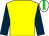 Yellow, dark blue sleeves, white cap, green stripe (Dukes Racing 1)