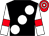 Black, large white spots, white sleeves, red armlets, red and white hooped cap (The Usual Suspects)