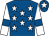Royal blue, white stars, white sleeves, royal blue armlets, royal blue cap, white star (Mrs M C Antrobus)