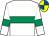 White, emerald green hoop & armlet, royal blue & yellow quartered cap (Morning Dew Racing Club)