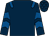 Dark blue, royal blue epaulettes, royal blue chevrons on sleeves, dark blue cap, royal blue stars (Bridge Bloodstock Partnership)