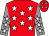 Red, white stars, grey sleeves, white stars (Mrs M Nygard)