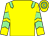 Yellow, light green epaulets, chevrons on sleeves, hooped cap (David Andrews Plastering)