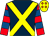 Dark blue, yellow cross belts, red and royal blue hooped sleeves, yellow cap, orange diamonds (The Signy & Marriage Families)