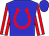 Blue, red horseshoe, white stripe on red sleeves (Sergio Covarrubias)