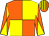Orange and yellow (quartered), diabolo on sleeves, striped cap (Mrs Tania Stepney)