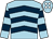 Light blue, dark blue chevrons, hooped sleeves, light blue cap, white spots (Daresbury, Hodgkiss)