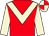 Red, beige chevron & sleeves, quartered cap (Denis J Deegan)