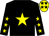 Black, yellow star, yellow stars on sleeves, yellow cap, black stars (Mrs A M Cullen)