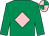 Emerald green, pink diamond, quartered cap (G Delahunt)
