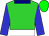Lime green, navy blue collar, white belt, blue sleeves, green cap (Triple Tree Stable)