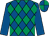 Royal blue and emerald green diamonds, royal blue sleeves, quartered cap (D Gibbons T Gaunt Partnership)