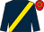 Dark blue, gold sash, red cap, gold hoop (Mr Robert Moseley)