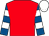 Red, royal blue and white hooped sleeves, white cap (The Munificent Seven)