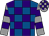 Royal blue & purple check, grey & purple hooped sleeves, grey & purple check cap (Centennial Partnership)