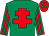 Emerald green, red cross of lorraine, striped sleeves, red cap, emerald green spots (John A McMahon)